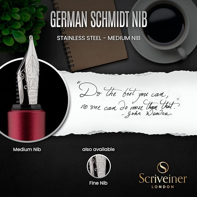 Scriveiner Personalized Luxury EDC Fountain Pen, Stunning Matt Red Pocket Pen - Image 7