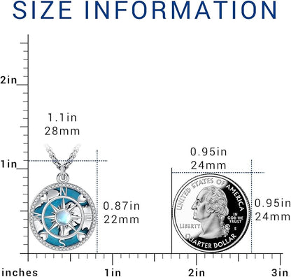 Compass Necklace for Women Men 925 Sterling Silver Pendant Urn Necklaces for - Image 4