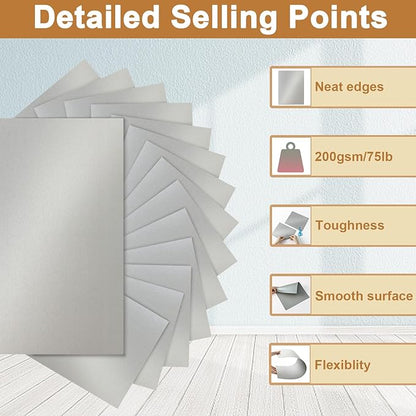 Silunkia 100 Sheets Silver Shimmer Cardstock 8.5 x 11 Crafts Paper, 200gsm/75lb - Image 3