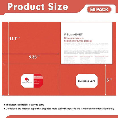 Two Pocket Folders, PANDRI 50 Pack 2 Pocket Folders, Letter Size Paper File - Image 2