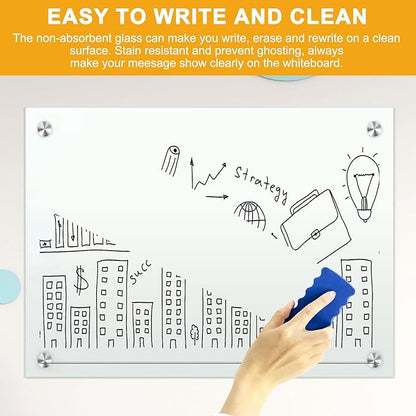 H-Qprobd Glass Whiteboard 60"x40" Magnetic Dry Erase White Board - Image 6
