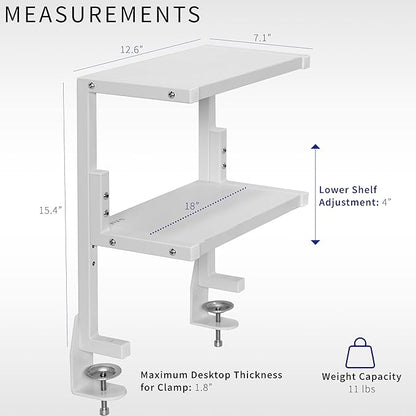 VIVO Clamp-on 13 inch Above or Below Desk 2-Tier Shelving Unit - Image 3