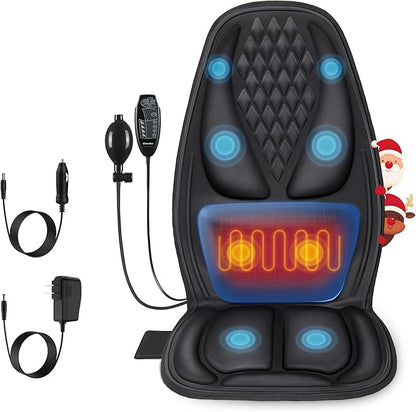 comrelax Back Massager with Heat, Massage Seat Cushion with 3D Lumbar Support by COMRELAX