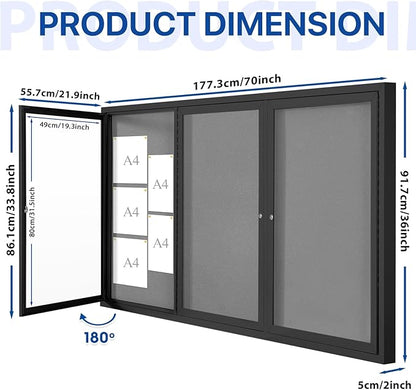 SWANCROWN Outdoor Bulletin Board 70x36in, Enclosed Bulletin Board - Image 2