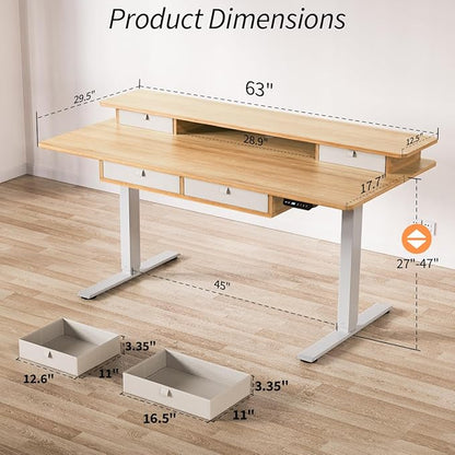 Kingant 63 x 30 Inch Electric Standing Desk - Image 3