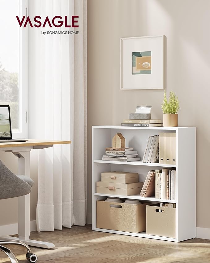 VASAGLE Set of 2 Bookshelves, 31.5 Inches Wide, 3-Tier Open Bookcases - Image 2