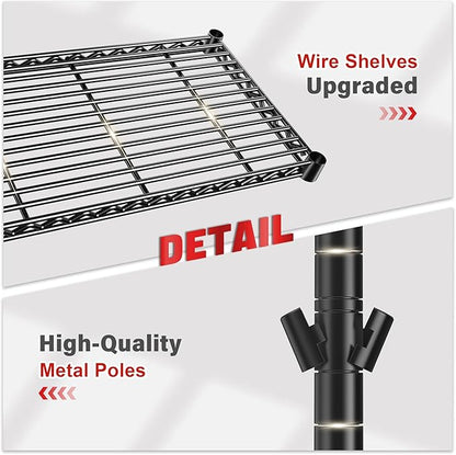 REIBII 5 Tier Storage Shelves Adjustable Wire Rack Shelving, Kitchen Shelves - Image 9