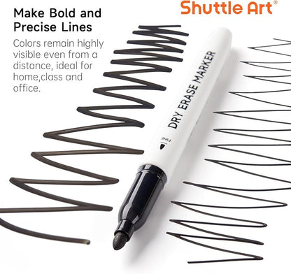 Shuttle Art Dry Erase Markers, 15 Pack Black Magnetic Whiteboard Markers - Image 2