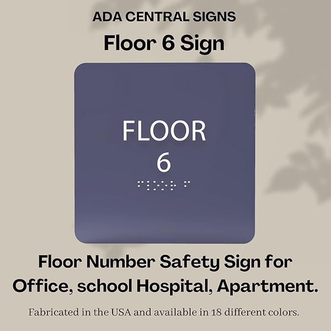Grey w/White ADA Floor 6 Sign - Image 6