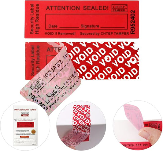 ChtepTamper 100 Pieces Total Transfer Tamper-Evident Stickers Security Labels by ChtepTamper