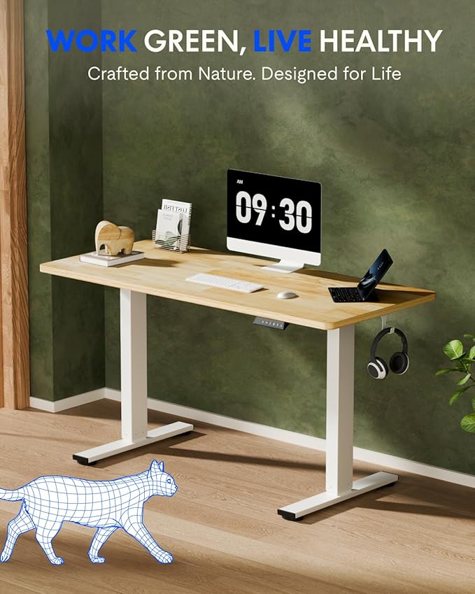 FLEXISPOT EN1 Solid Wooden Single-Piece Standing Desk, 48 x 24 Inches Sit Stand - Image 2