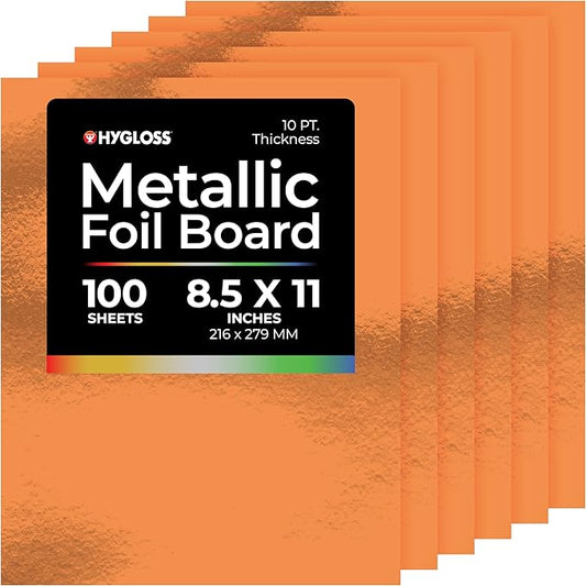 Hygloss Metallic Cardstock Sheets – 100 Shiny Red Copper Sheets, 8.5” x 11” by HyglossProductsInc