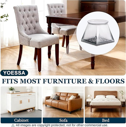 32 Pcs Square Chair Leg Floor Protectors, Stay-On Tight Fit Design, - Image 5