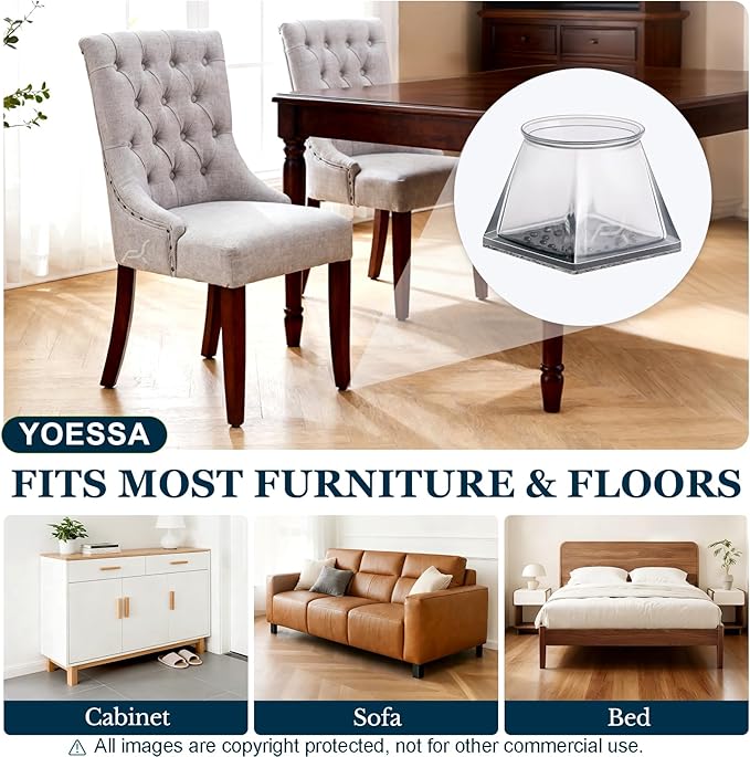 32 Pcs Chair Leg Floor Protectors Square, Floor Protectors - Image 5