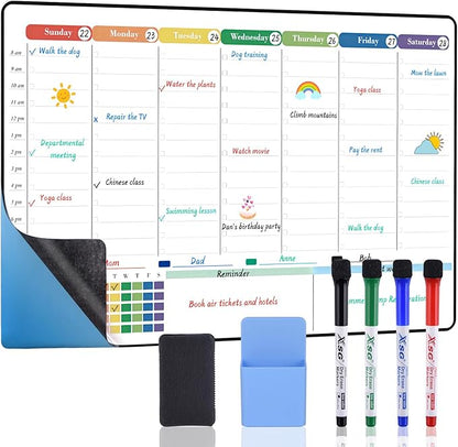 POPRUN Dry Erase Board Weekly Calendar Whiteboard by POPRUN