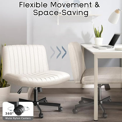 PUKAMI Criss Cross Chair with Wheels, Fabric Padded Armless Cross Legged Office - Image 4