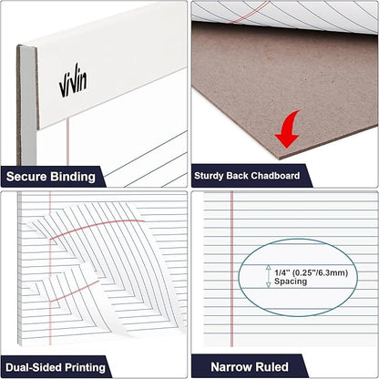 ViVin 5 x 8 Inch Legal Pads, 12 Pack, Narrow Ruled, 50 Sheets Per Writing Pad - Image 3