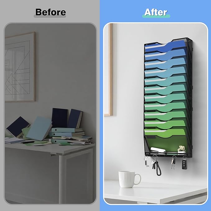 Kuntine.B Wall File Organizer Office Hanging Magazine Holder Wall File Organizer - Image 5