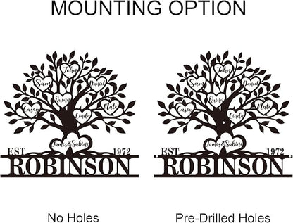 Personalized Family Tree Metal Sign Custom Last Name Sign Tree of Life Wall Art - Image 3