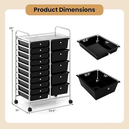 Giantex 15 Drawer Rolling Cart - Image 3