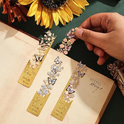 4pcs Metal Bookmarks, Butterfly Flower Theme Pretty Book Marks - Image 6