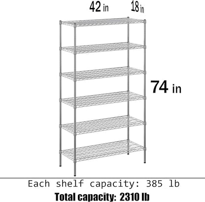 Regal Altair 18" Deep x 42" Wide x 74" Height Wire Shelving Kit | 6-Tier | NSF - Image 3