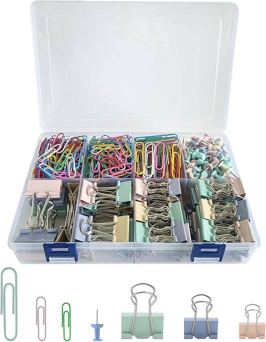 664 Pcs Paper Clips and Binder Clips Kit Assorted Sizes Colored Office Clips by Unknown