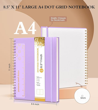 Dotted Notebook, Spiral Notebook Journal 8.5” x 11”, A4 Large Dot Grid Notebooks - Image 2