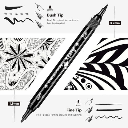 Arrtx Black Paint Pen 8 Pack Dual Tip, Stone and DIY Crafts - Image 2