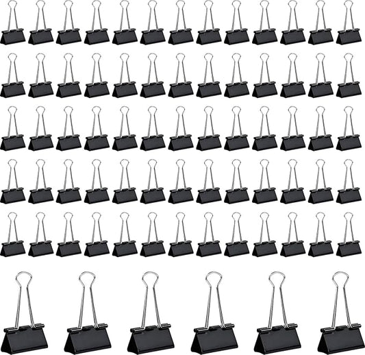 72 PCS Medium Binder Clips – 1.6Inch Heavy Duty Black Metal Paper Clamps by Unknown