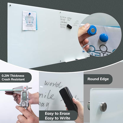 Magnetic Glass Dry Erase Board Frameless Wall Mounted White Board 40 * 72 - Image 3