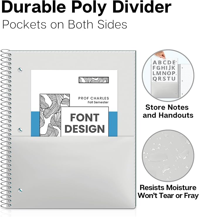 Dunwell Graph Paper Notebook 8.5 x 11 Plastic Cover, 100 Sheets, 4x4 Squares - Image 5