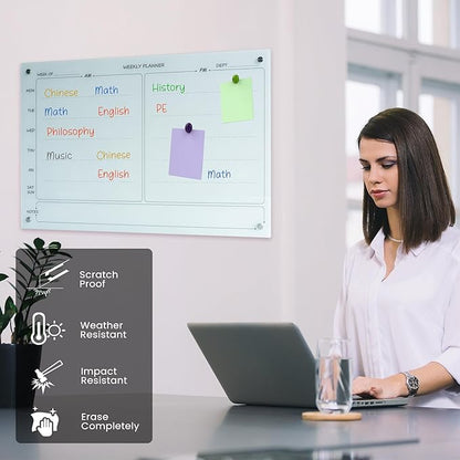 Magnetic Planner Writeboard 24"X36" Weekly Glass Calendar White Glassboard - Image 6