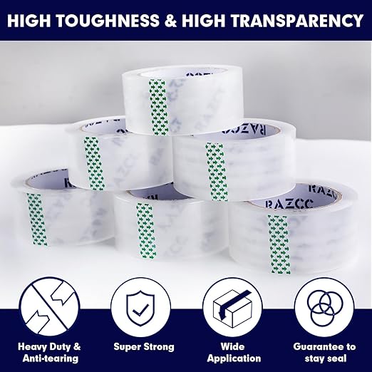 RAZCC Packing Tape, 12 Rolls Clear Heavy Duty Packaging Tape - Image 3