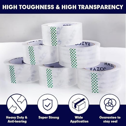 RAZCC Packing Tape, 12 Rolls Clear Heavy Duty Packaging Tape - Image 3