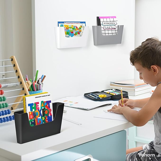 YOHOM No Drilling File Holder Wall Mails Magazines Organizer Adhesive Door Mount - Image 3