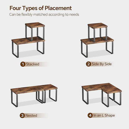 2 Sets Wooden Desktop Organizer Shelf, 2-Tier Adjustable Freestanding Bookshelf - Image 8
