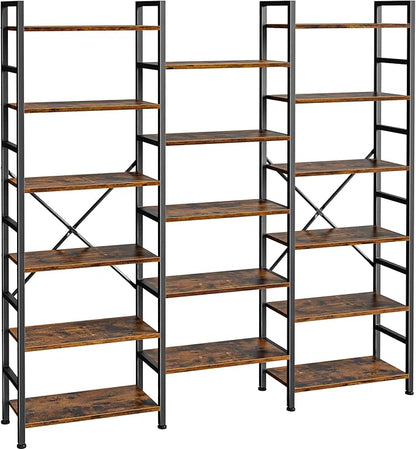 SUPERJARE Triple 6 Tier Bookshelf, Bookcase by SUPERJARE
