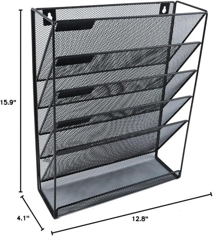 EASEPRES Hanging File Holder Organizer, 6 Tier Mesh Metal Wall Mount Document - Image 7