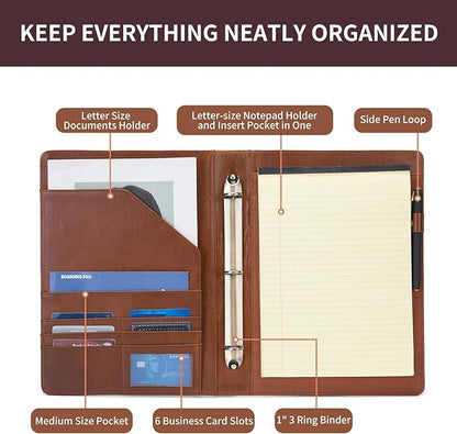Geslun Personalized Genuine Leather 3 Ring Binder, Custom Engraved 8.5 x 11 - Image 7