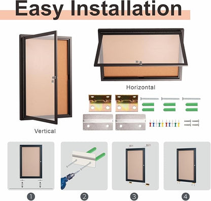 36x24 Inch Lockable Enclosed Bulletin Board, Weather-Resistant Outdoor - Image 4
