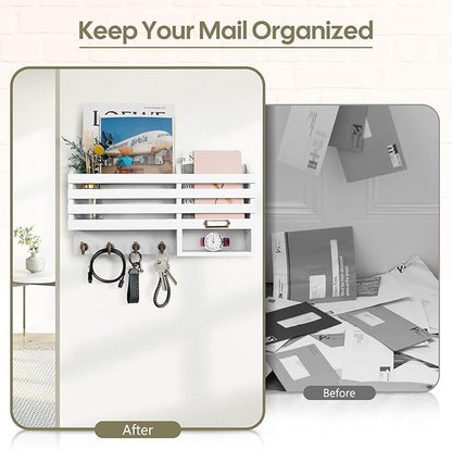 FifthQuarter Key Holder for Wall: Easy Mounted Key Rack and Mail Organizer - Image 3