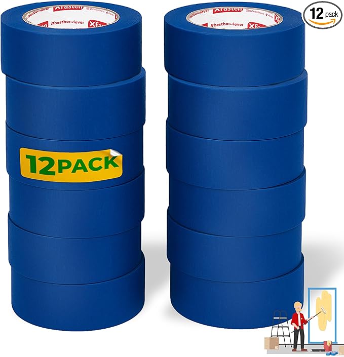 XFasten Blue Painter's Tape, 2 Inch x 60 Yards Blue Painters Masking Tape Bulk by XFasten