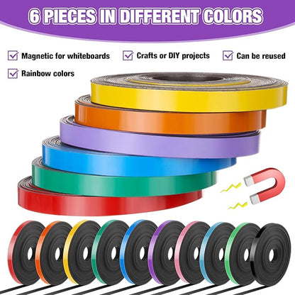 Saypacck 10 Rolls Whiteboard Magnetic Strips Roll Thin Strips 0.39 in x 16.4 ft - Image 5