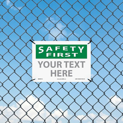 Custom OSHA Style Safety First Sign 7" x 10" Aluminum Sign, Customizable "Your - Image 3