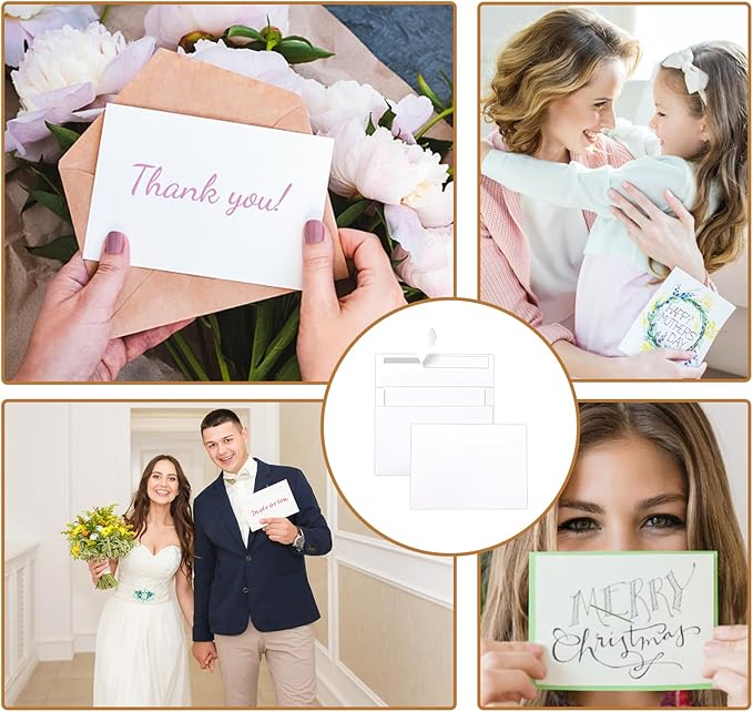 Silunkia 100 Packs White Note Cards and Envelopes 4.25 x 5.5 Heavyweight Flat - Image 7