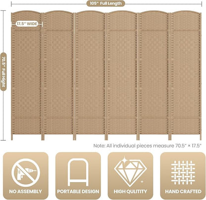 Cocosica 6 Panel Room Divider, 6Ft Folding Privacy Screen, Tall - Image 3
