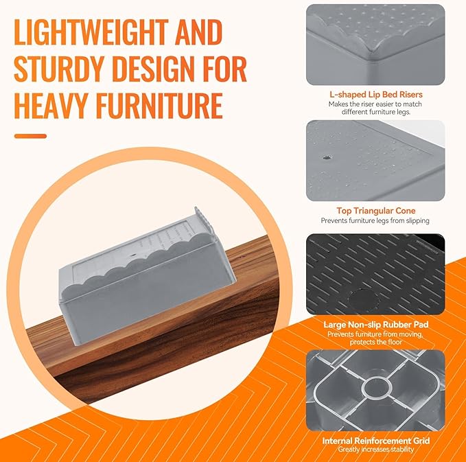 shouwuhho Furniture Risers, 8 Pack Bed Risers - Image 5