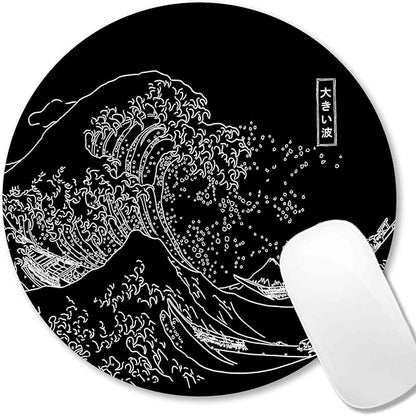 IMAYONDIA Japanese Great Wave Mouse Pad Small, Kanagawa Round Mousepad by IMAYONDIA