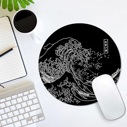 IMAYONDIA Japanese Great Wave Mouse Pad Small, Kanagawa Round Mousepad - Image 7